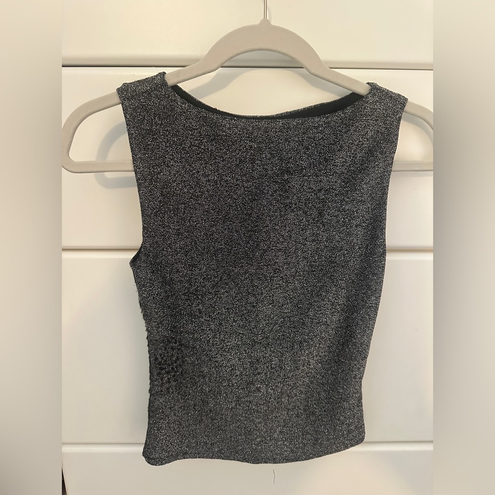Reformation Metallic Black-Silver Sleeveless Knit Top